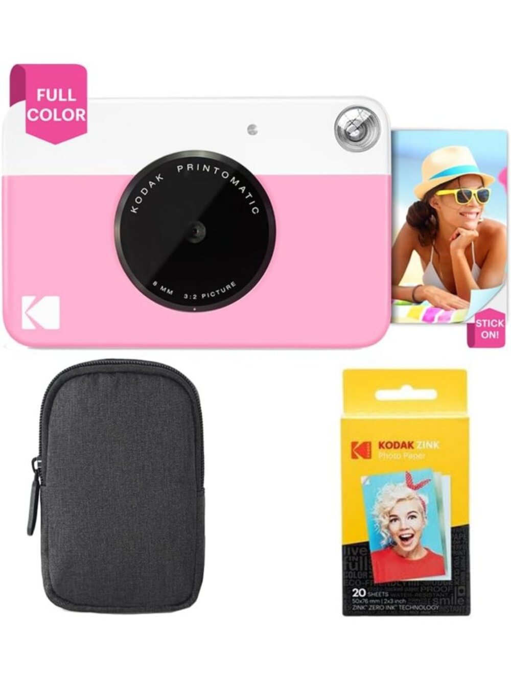 Instant Print Camera Starter Bundle with Carrying Case & Zink Photo Paper - Fun
